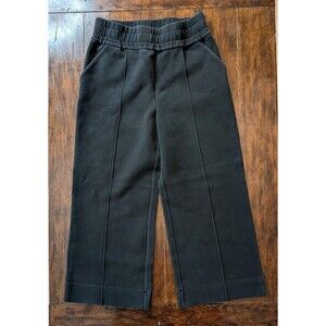 VERONICA BEARD Scuba 14 Pants Black Wide Leg Crop Trousers Elastic Waist